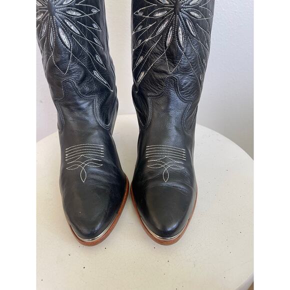 Dingo Women Vintage Black Silver Sunburst Cutout Cowboy Boots  - Size 7.5M - Picture 3 of 8